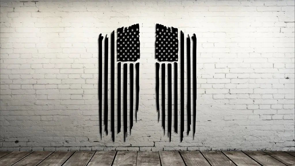 H-D Saddle Bag Lid Covers - Torn American Flag Pair The Bearded Craftsman US