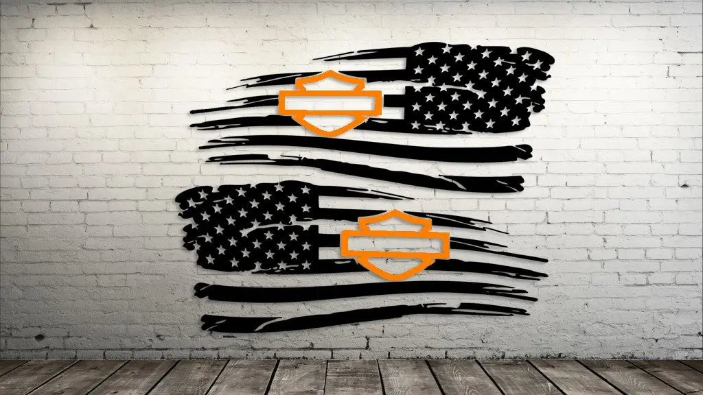 American H-D Torn Flag Pair Decal The Bearded Craftsman US